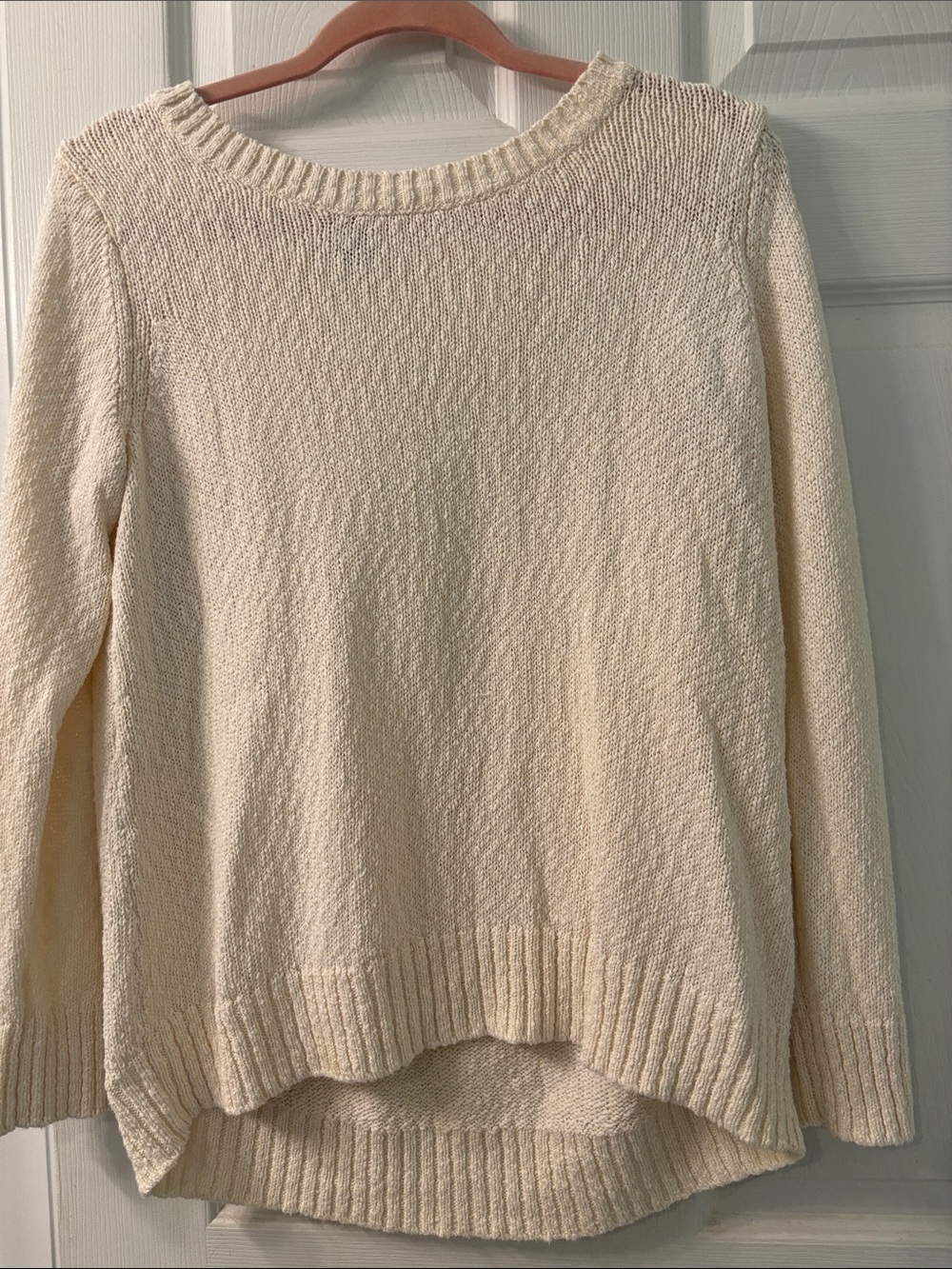 Old Navy Cream Textured Scoop Neck Sweater Crème Slub Pullover Sz L